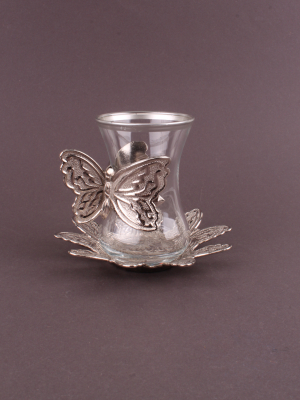 Чайный набор на 2 персоны Бабочки ER01/2 серебро